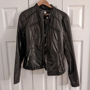 GUESS Faux Leather Racer Jacket size M *barely worn*